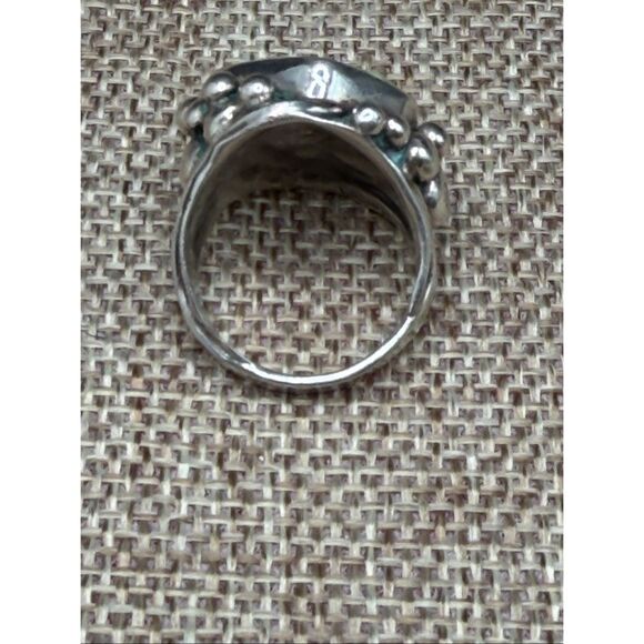 Sterling Silver Green Turquoise Statement Ring  Size 7 Southwestern Artisan - Picture 3 of 7